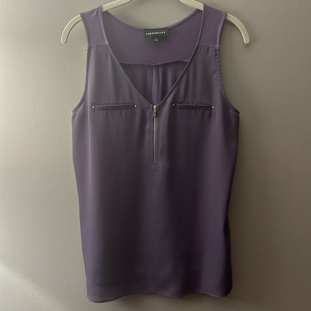 Fortune & Ivy lighton zip detail mix material blouse